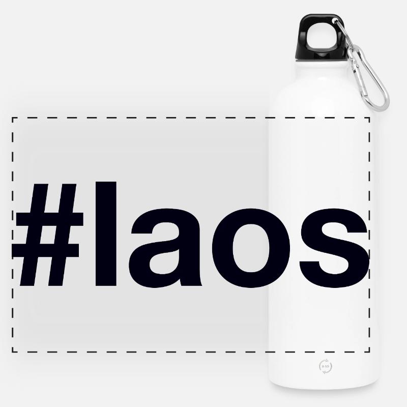 Laos Hashtag - Panoramic Drinks Bottle with Carabiner 750 ml - white