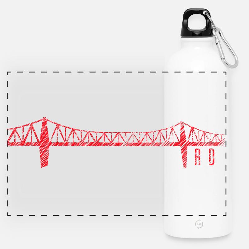 Rendsburg High Bridge Scribble Design – RD Skylin - Panoramic Drinks Bottle with Carabiner 750 ml - white