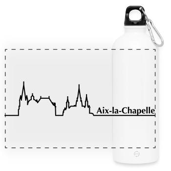 Aachen Skyline - Panorama Trinkflasche mit Karabiner 750 ml - Weiß - Vorne