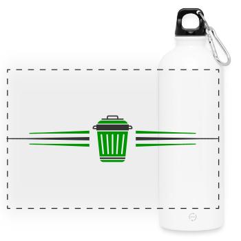 Mülltonne Symbol Linie - Panorama Trinkflasche mit Karabiner 750 ml - Weiß - Vorne