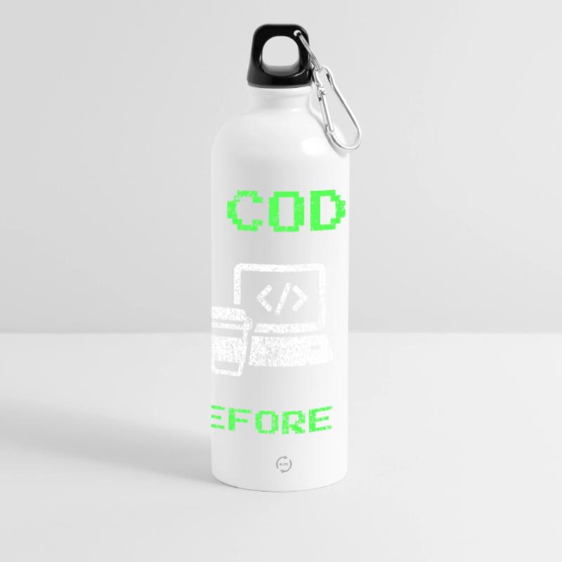 I Code Therefore I Am – Funny Developer Tee Panoramic Drinks Bottle with Carabiner 750 ml