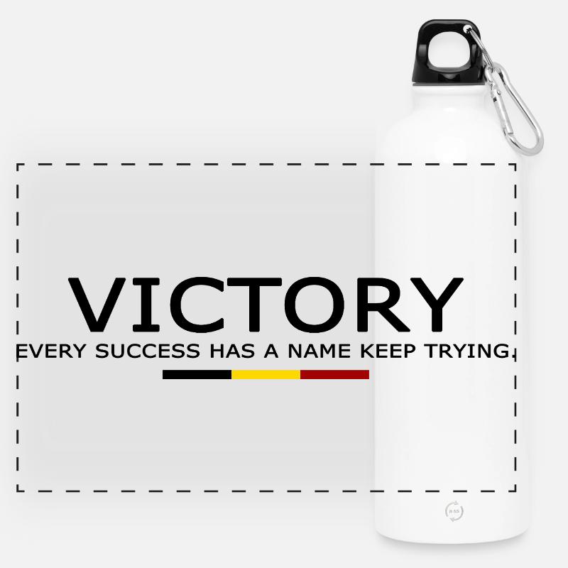 Victory EVERY SUCCESS HAS A NAME KEEP TRYING BELII - Panoramic Drinks Bottle with Carabiner 750 ml - white