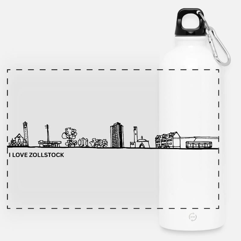 Skyline folding rule black - Panoramic Drinks Bottle with Carabiner 750 ml - white