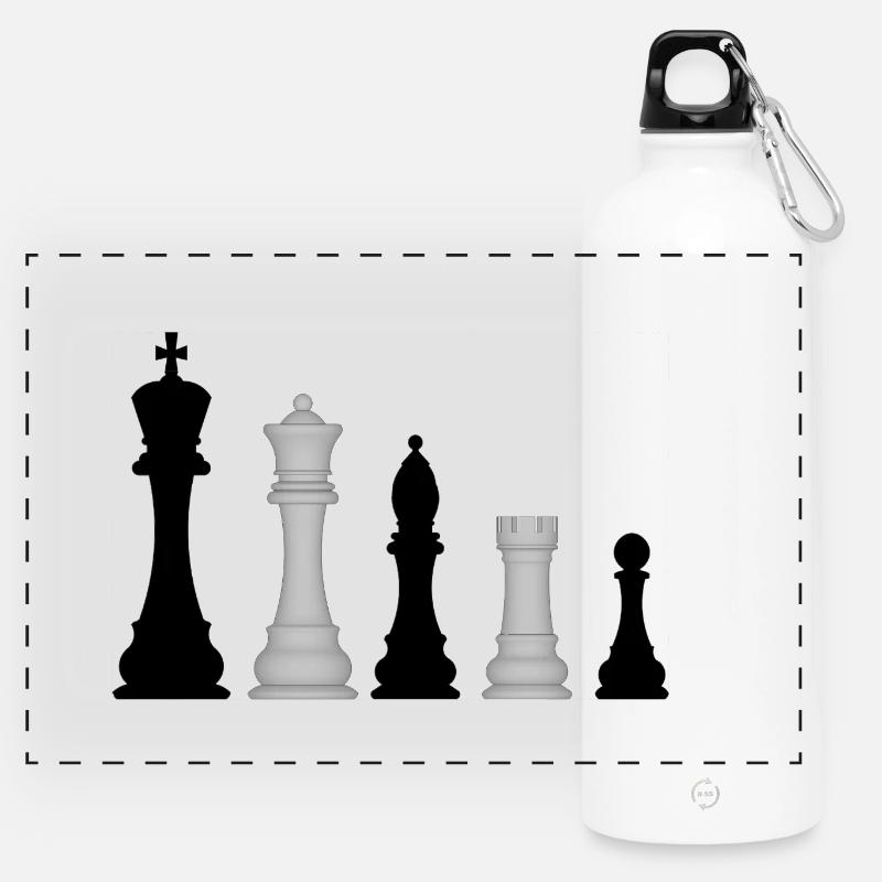 Chess pieces - Panoramic Drinks Bottle with Carabiner 750 ml - white