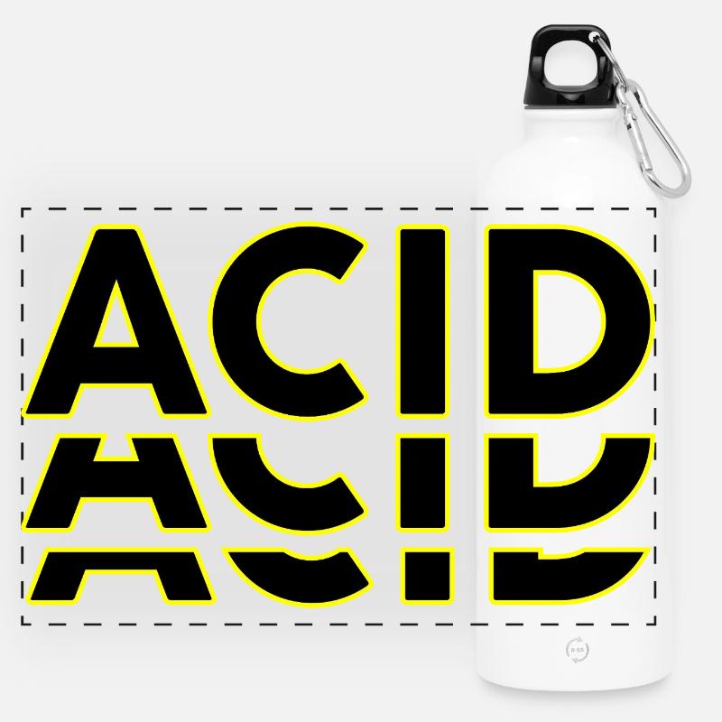 Acid Techno Amelie Harte Dunkle Beats - Panorama Trinkflasche mit Karabiner 750 ml - Weiß