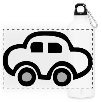 Voiture - Gourde panoramique avec mousqueton 750 ml - blanc - Devant