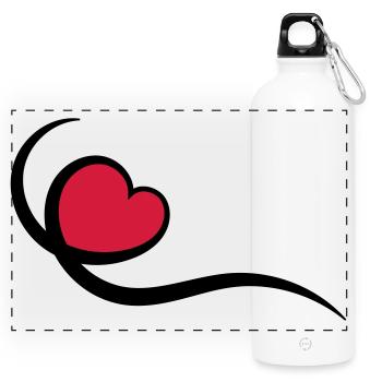 Coeur - Gourde panoramique avec mousqueton 750 ml - blanc - Devant
