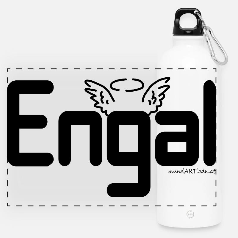 Engal - Engerl, dialecte autrichien, Cadeau - Gourde panoramique avec mousqueton 750 ml - blanc