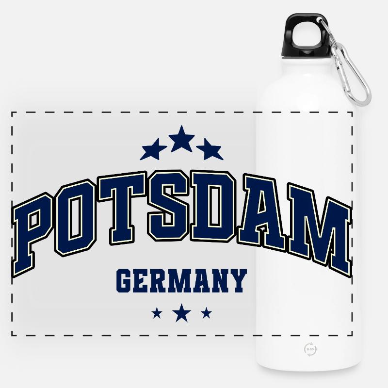 Potsdam Germany Emblem - Panoramic Drinks Bottle with Carabiner 750 ml - white