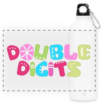 Double Digits: Colorful Bubble Numerals - Panoramic Drinks Bottle with Carabiner 750 ml - white - Front
