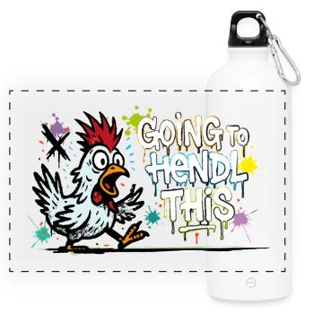 Going to Hendl This Graffiti Denglisch Spruch - Panoramic Drinks Bottle with Carabiner 750 ml - white - Front