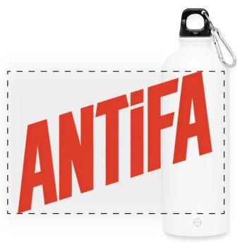 Antifa - Antifascist Merch - Panorama Trinkflasche mit Karabiner 750 ml - Weiß - Vorne