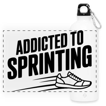 Sprintsüchtig - Panorama Trinkflasche mit Karabiner 750 ml - Weiß - Vorne