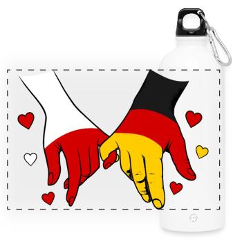 Polen_Deutschland_Flagge_Händehalten - Gourde panoramique avec mousqueton 750 ml - blanc - Devant