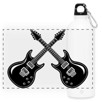 Electric Guitar - Panoramic Drinks Bottle with Carabiner 750 ml - white - Front
