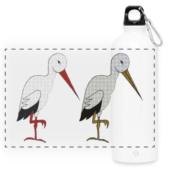 pair of storks - Panoramic Drinks Bottle with Carabiner 750 ml - white - Front