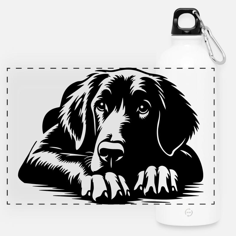 Flat-coated Retriever - Panoramic Drinks Bottle with Carabiner 750 ml - white
