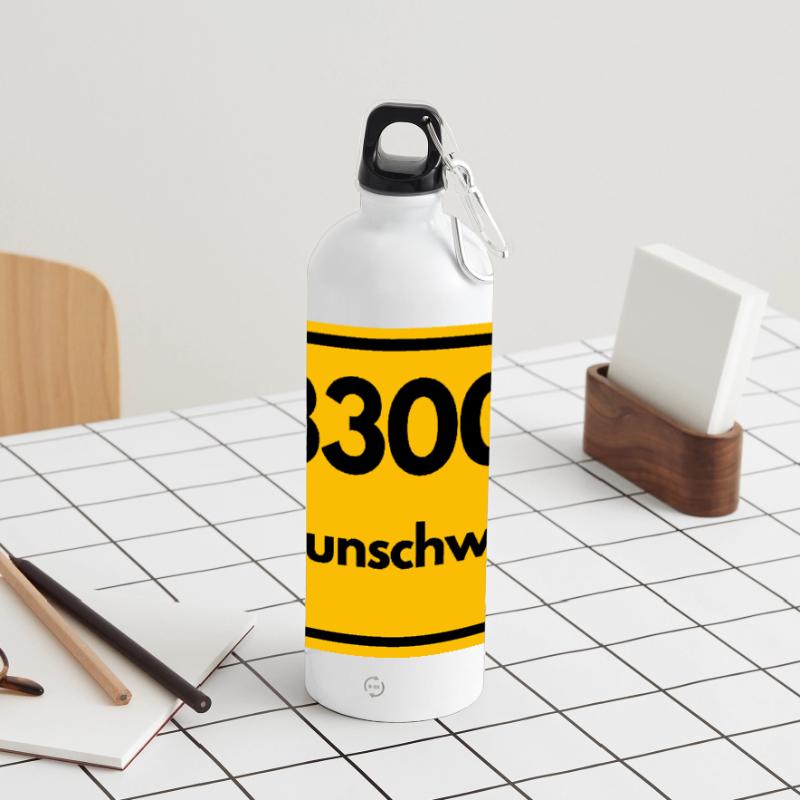 OLD POSTCODE POSTCODE RETRO 3300 BRAUNSCHWEIG Panoramic Drinks Bottle with Carabiner 750 ml