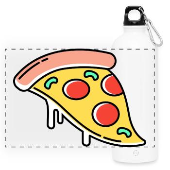 Pizza Icon - Panorama Trinkflasche mit Karabiner 750 ml - Weiß - Vorne