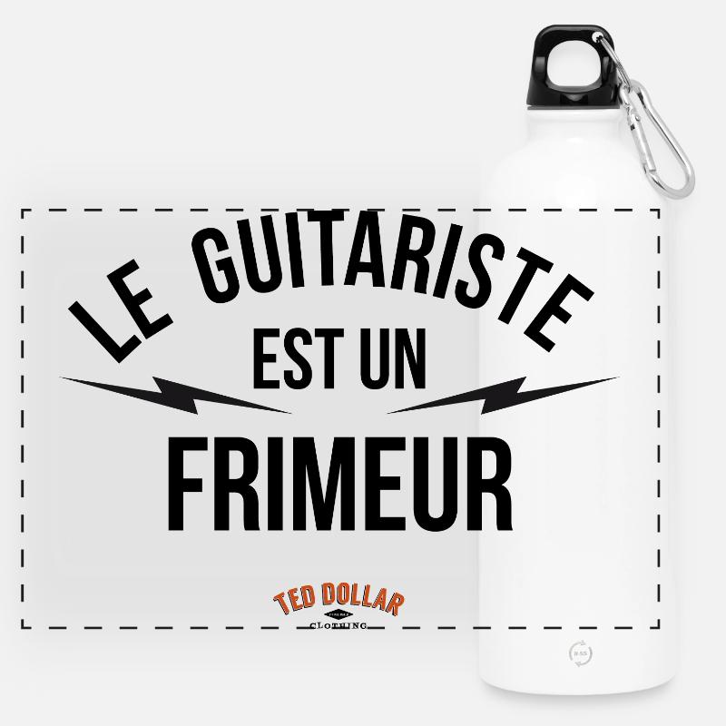 guitariste frimeur - Panorama Trinkflasche mit Karabiner 750 ml - Weiß
