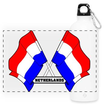 Drapeaux croisés des Pays-Bas - Gourde panoramique avec mousqueton 750 ml - blanc - Devant