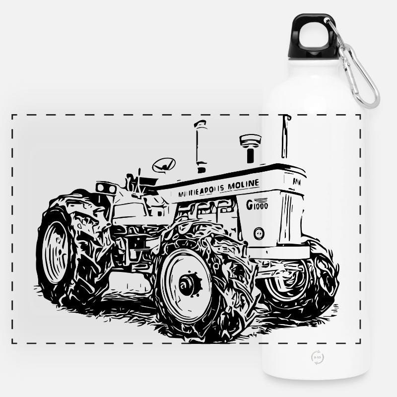 Minneapolis Traktor G 1000 - Panorama Trinkflasche mit Karabiner 750 ml - Weiß