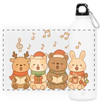 Christmas carol singer for children, boys and girls - Panoramic Drinks Bottle with Carabiner 750 ml - white - Front