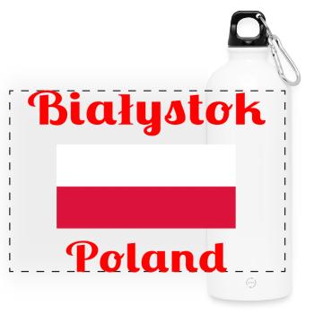 Białystok Polen - Stilvolle Drucke - Panorama Trinkflasche mit Karabiner 750 ml - Weiß - Vorne