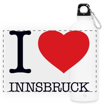 I LOVE INNSBRUCK - Panorama Trinkflasche mit Karabiner 750 ml - Weiß - Vorne