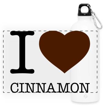 I LOVE CINNAMON Zimt - Panorama Trinkflasche mit Karabiner 750 ml - Weiß - Vorne
