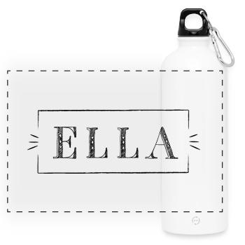 ELLA - name in a frame - Panorama Trinkflasche mit Karabiner 750 ml - Weiß - Vorne