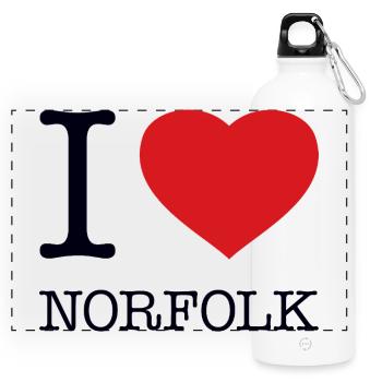I LOVE NORFOLK - Panoramic Drinks Bottle with Carabiner 750 ml - white - Front