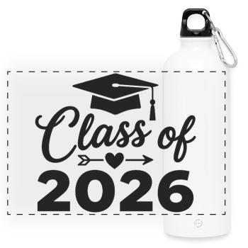 PROMOTION 2026 Diplômés Études de Fin d’Études - Gourde panoramique avec mousqueton 750 ml - blanc - Devant