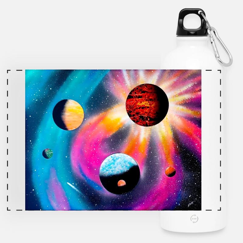 Colorful Galaxy - Panoramic Drinks Bottle with Carabiner 750 ml - white