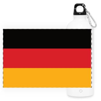 Deutschland Dreifarben Flagge - Panorama Trinkflasche mit Karabiner 750 ml - Weiß - Vorne
