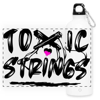 Toxic Strings 2 Farben - Panorama Trinkflasche mit Karabiner 750 ml - Weiß - Vorne