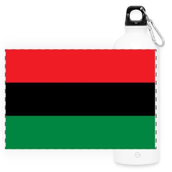Flag of the UNIA - Pan African Alliance Afrika - Panorama Trinkflasche mit Karabiner 750 ml - Weiß - Vorne