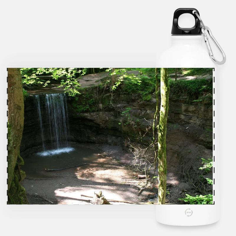 WASSERFALL HÖRSCHBACH BEI MURRHARDT - Panorama Trinkflasche mit Karabiner 750 ml - Weiß