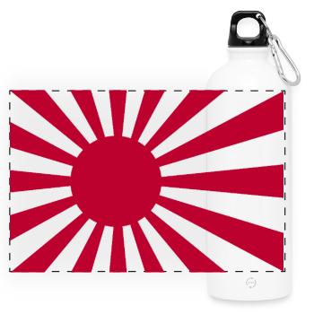 Flagge der aufgehenden Sonne - Panorama Trinkflasche mit Karabiner 750 ml - Weiß - Vorne