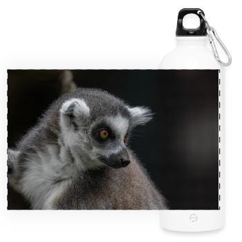 Ring Tailed Lemur - Panoramic Drinks Bottle with Carabiner 750 ml - white - Front
