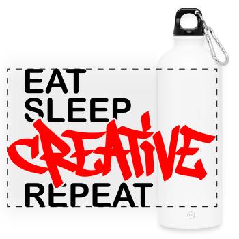 Eat Sleep Creative Repeat - Panorama Trinkflasche mit Karabiner 750 ml - Weiß - Vorne