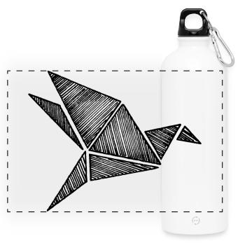 Oiseau Origami - Gourde panoramique avec mousqueton 750 ml - blanc - Devant