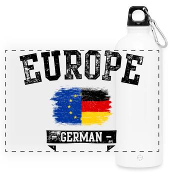 EU Deutschland Flagge Pinselmischung - Panorama Trinkflasche mit Karabiner 750 ml - Weiß - Vorne