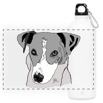 Jack Russel Terrier - Gourde panoramique avec mousqueton 750 ml - blanc - Devant