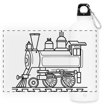 Style de bande dessinée ferroviaire - Gourde panoramique avec mousqueton 750 ml - blanc - Devant