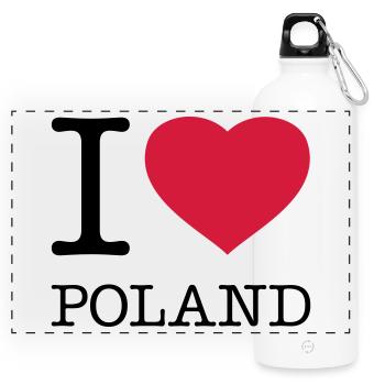 I LOVE POLAND Polen Polska - Panoramic Drinks Bottle with Carabiner 750 ml - white - Front