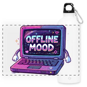 Y2K Retro – Offline Mood - Panoramic Drinks Bottle with Carabiner 750 ml - white - Front