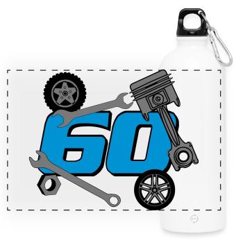 60th birthday, screwdriver ./+ - Panoramic Drinks Bottle with Carabiner 750 ml - white - Front