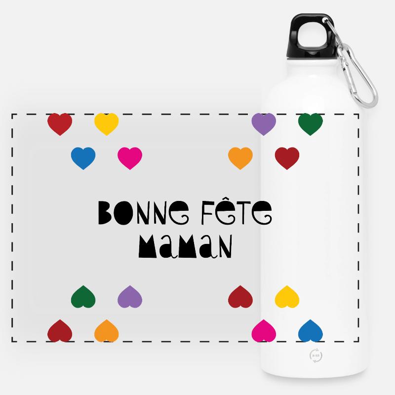 Frohen Muttertag – Muttertag - Panorama Trinkflasche mit Karabiner 750 ml - Weiß
