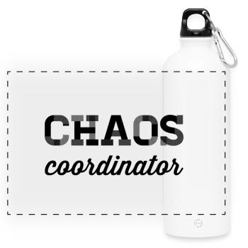 Chaos Coordinator – Funny Office Saying - Panoramic Drinks Bottle with Carabiner 750 ml - white - Front